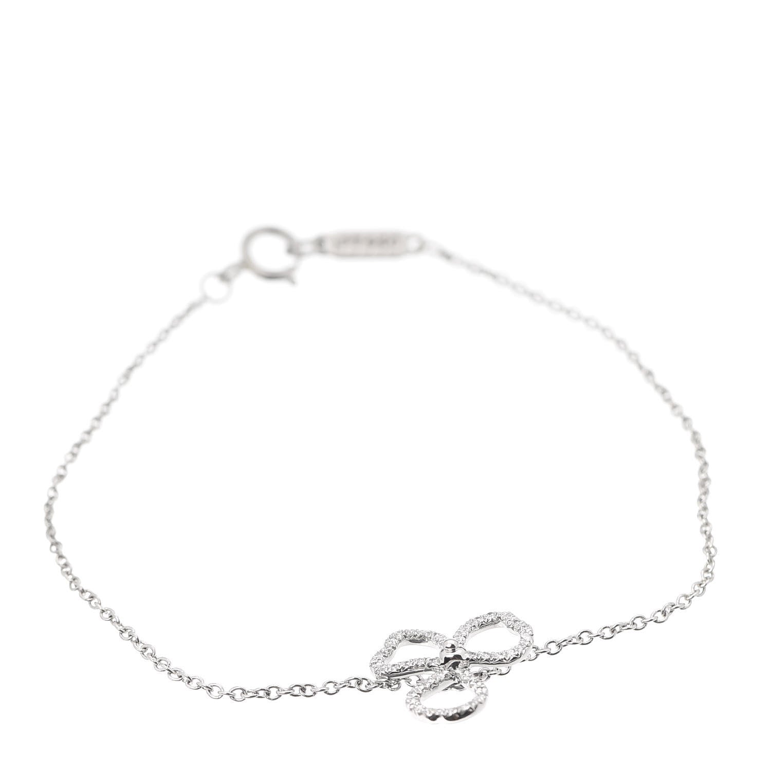 Tiffany Platinum Diamond Paper Flowers Open Flower Bracelet 1 of 6