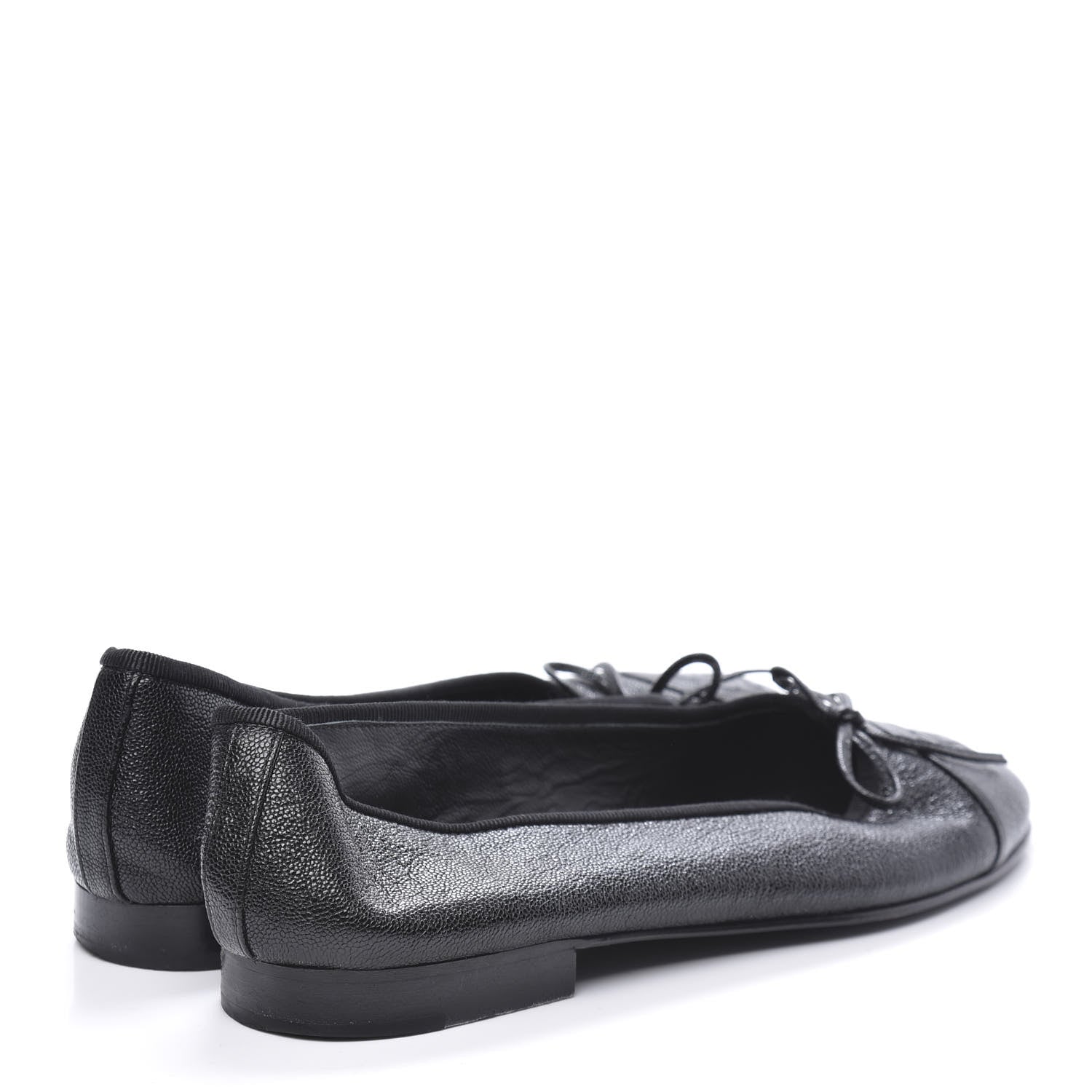 Chanel Caviar CC Cap Toe Ballerina Flats 36 Black 4 of 11