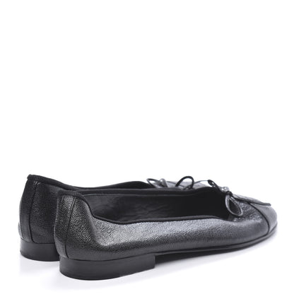 Chanel Caviar CC Cap Toe Ballerina Flats 36 Black 4 of 11
