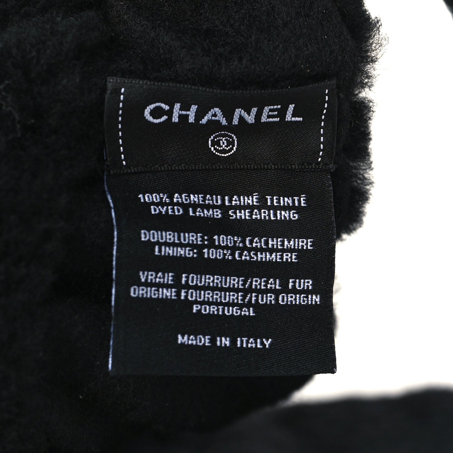 Dyed Lamb Shearling CC Headband Black White