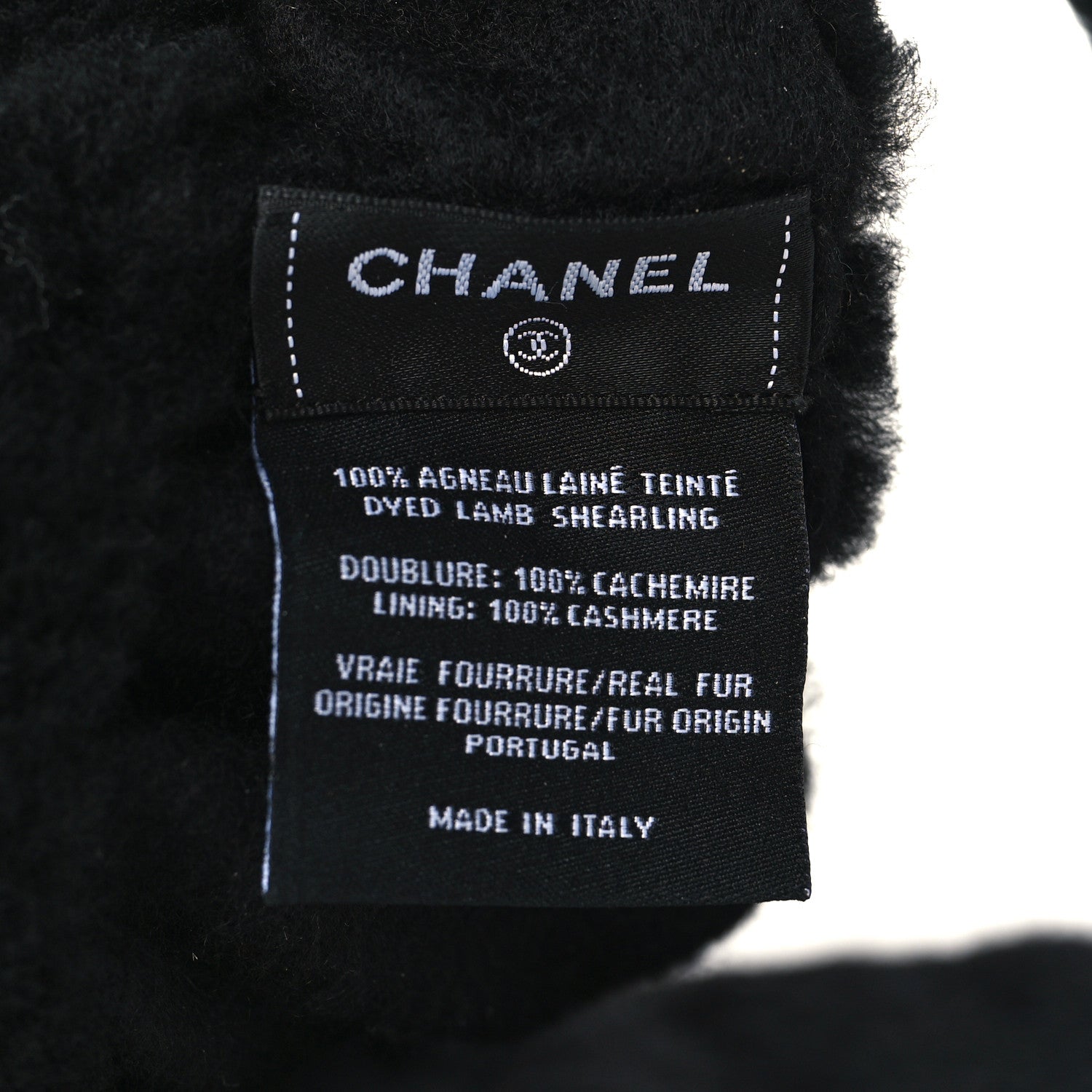 Chanel Dyed Lamb Shearling CC Headband Black White 6 of 6