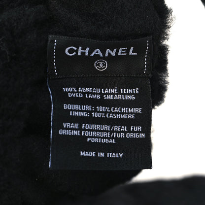 Chanel Dyed Lamb Shearling CC Headband Black White 6 of 6