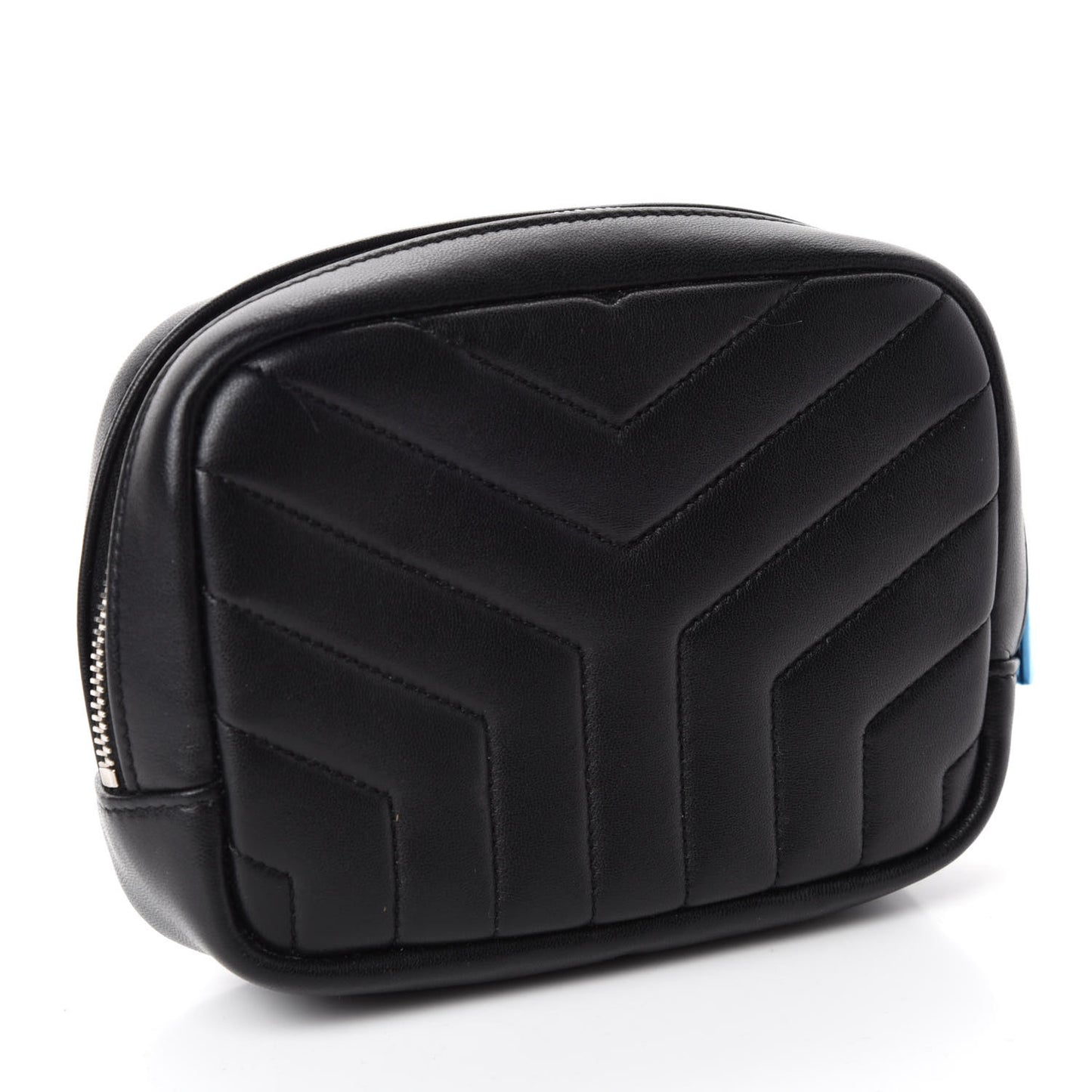 Lambskin Y Quilted Monogram Loulou Cosmetic Case Black