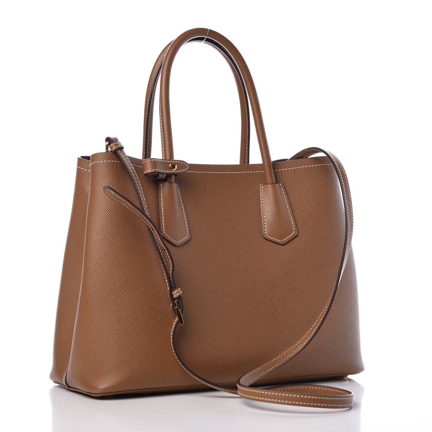 Saffiano Cuir Medium Double Bag Cannella Cocco
