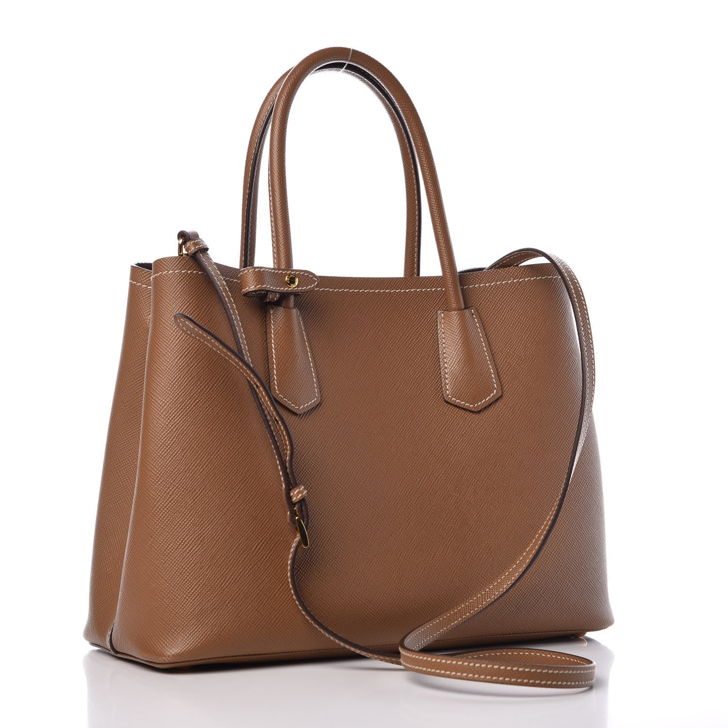 Prada Saffiano Cuir Medium Double Bag Cannella Cocco 4 of 12
