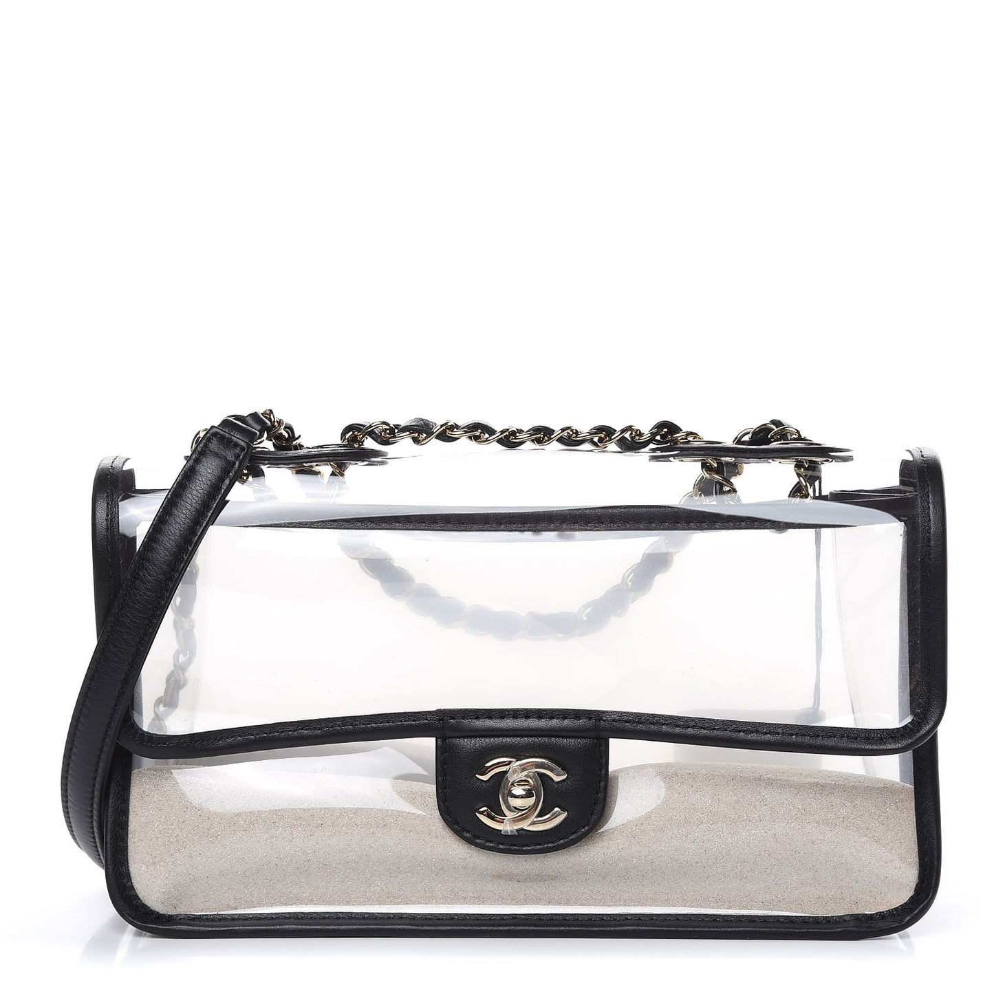 Lambskin PVC Medium Coco Sand Flap Black