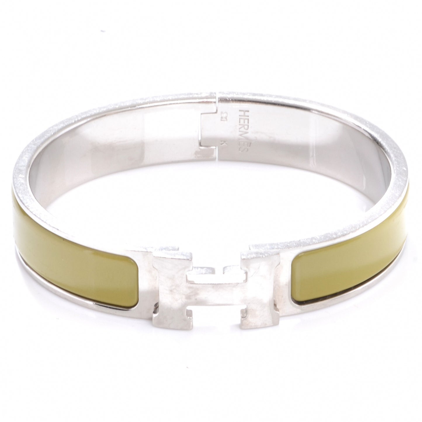 Narrow Enamel Clic Clac H Bracelet PM Olive