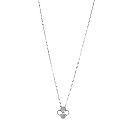 Van Cleef & Arpels 18K White Gold Diamond Guilloche Vintage Alhambra Pendant Necklace 1 of 7