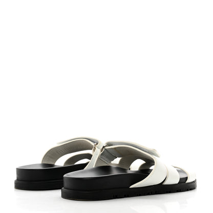Hermes Calfskin Womens Chypre Sandals 38 White 4 of 10