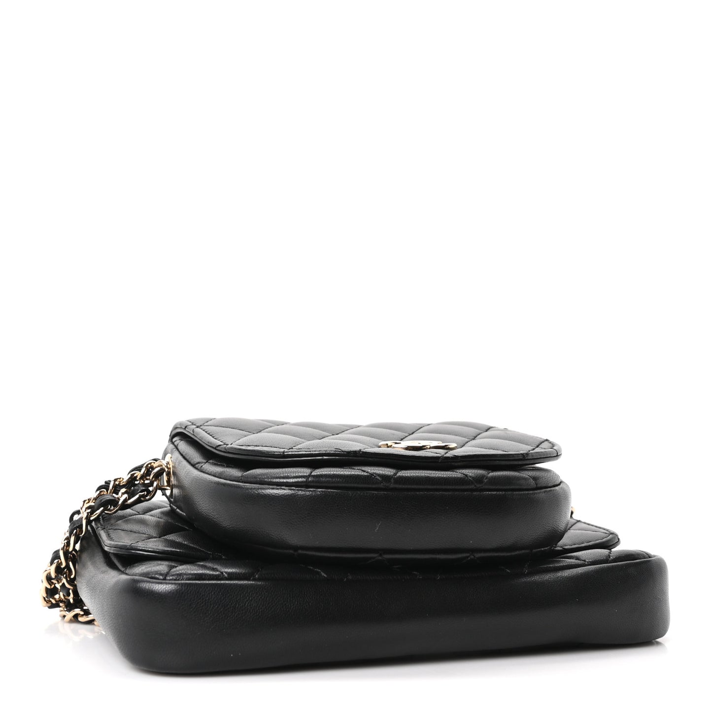 Lambskin Quilted Side Packs Black