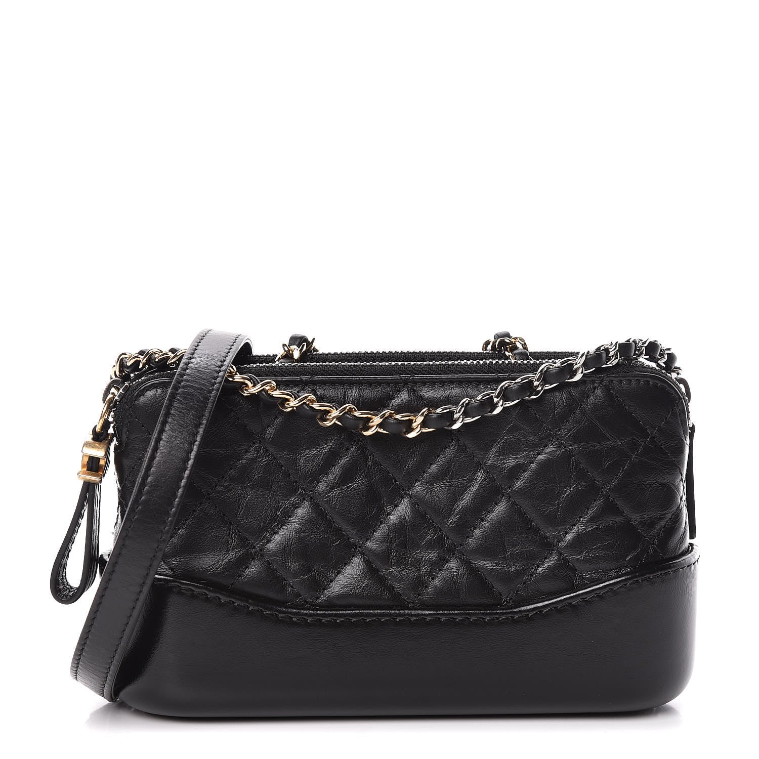Chanel Aged Calfskin Quilted Small Gabrielle Clutch With Chain Black 1 of 14
