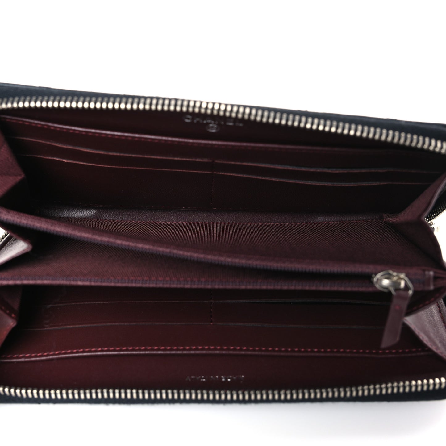 Lambskin Quilted Large Gusset Zip Around Wallet Black