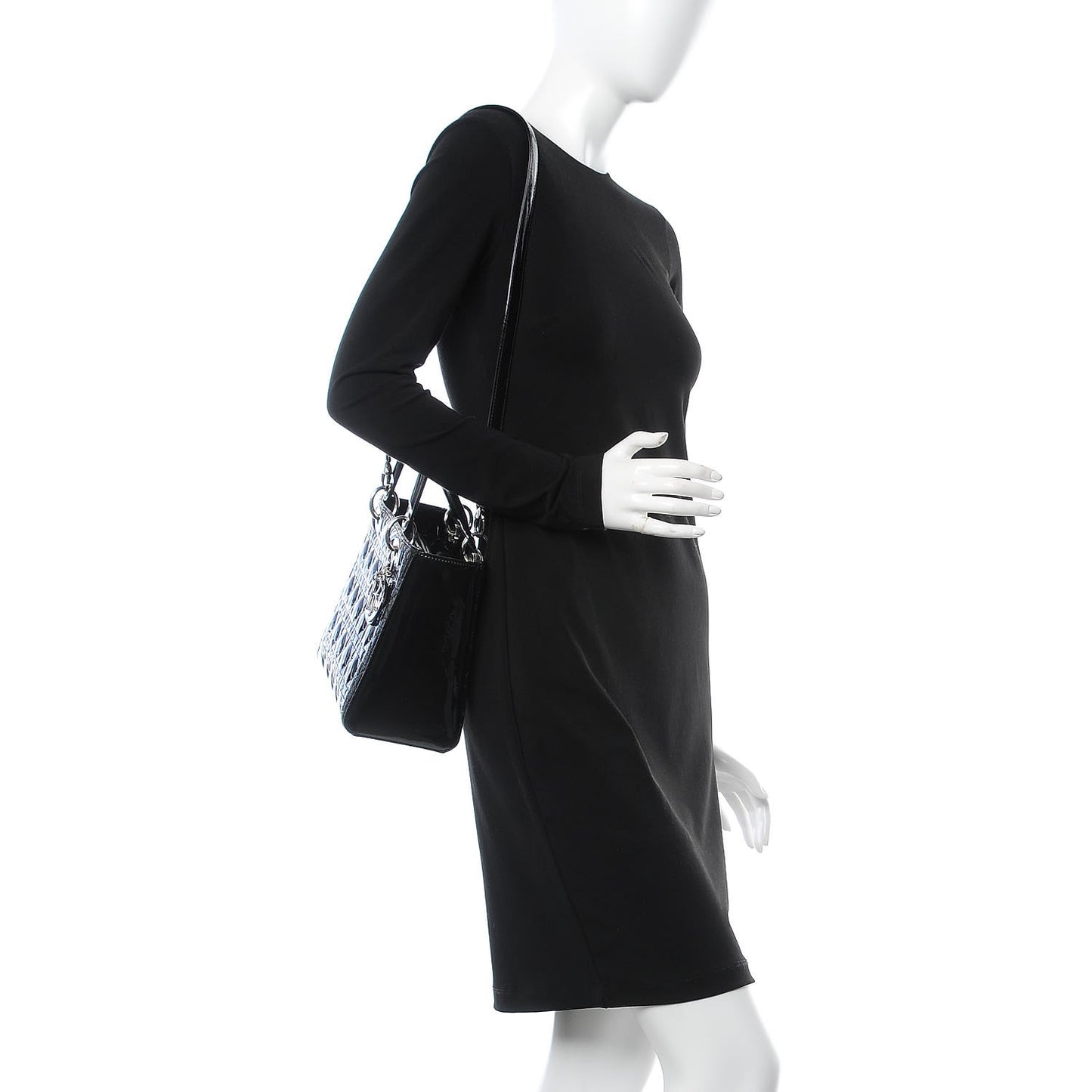 Patent Cannage Medium Lady Dior Black