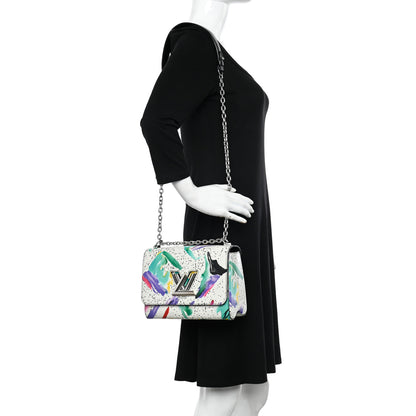 Louis Vuitton Calfskin Splash Print Twist Shoulder Bag MM White 2 of 12