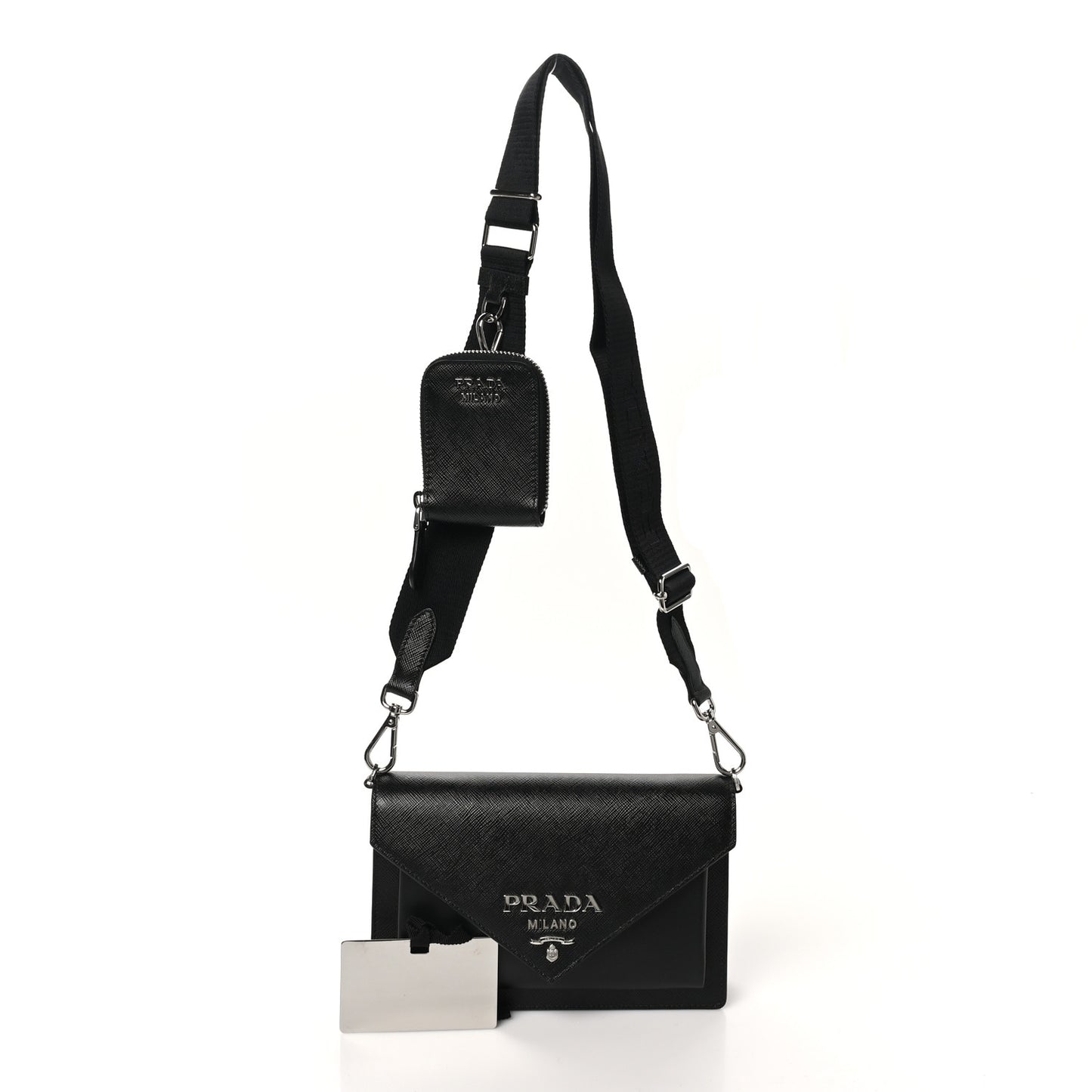 Saffiano City Calf Mini Envelope Bag Black