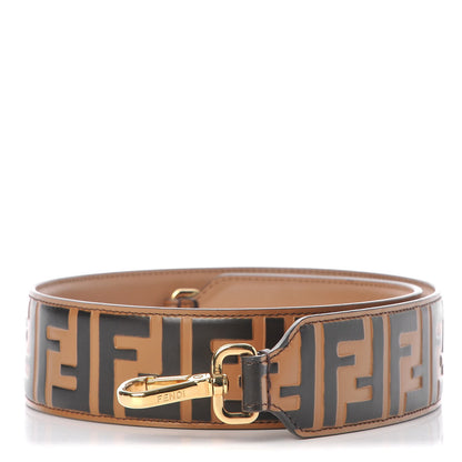 Fendi Calfskin FF 1974 Embossed Strap You Tobacco Black 1 of 6