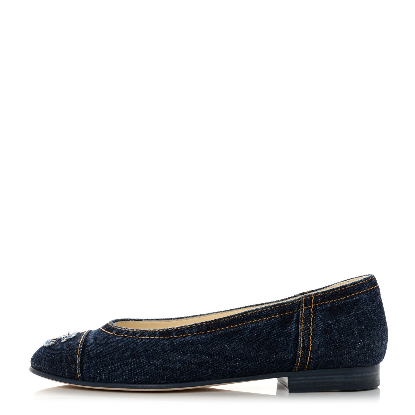 Denim CC Cap Toe Ballerina Flats 37 Navy Blue