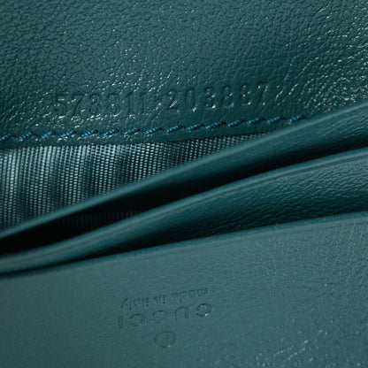 Gucci Azalea Calfskin Enamel Matelasse Diagonal Torchon GG Marmont Card Case Imperial Blue Pavone 7 of 9