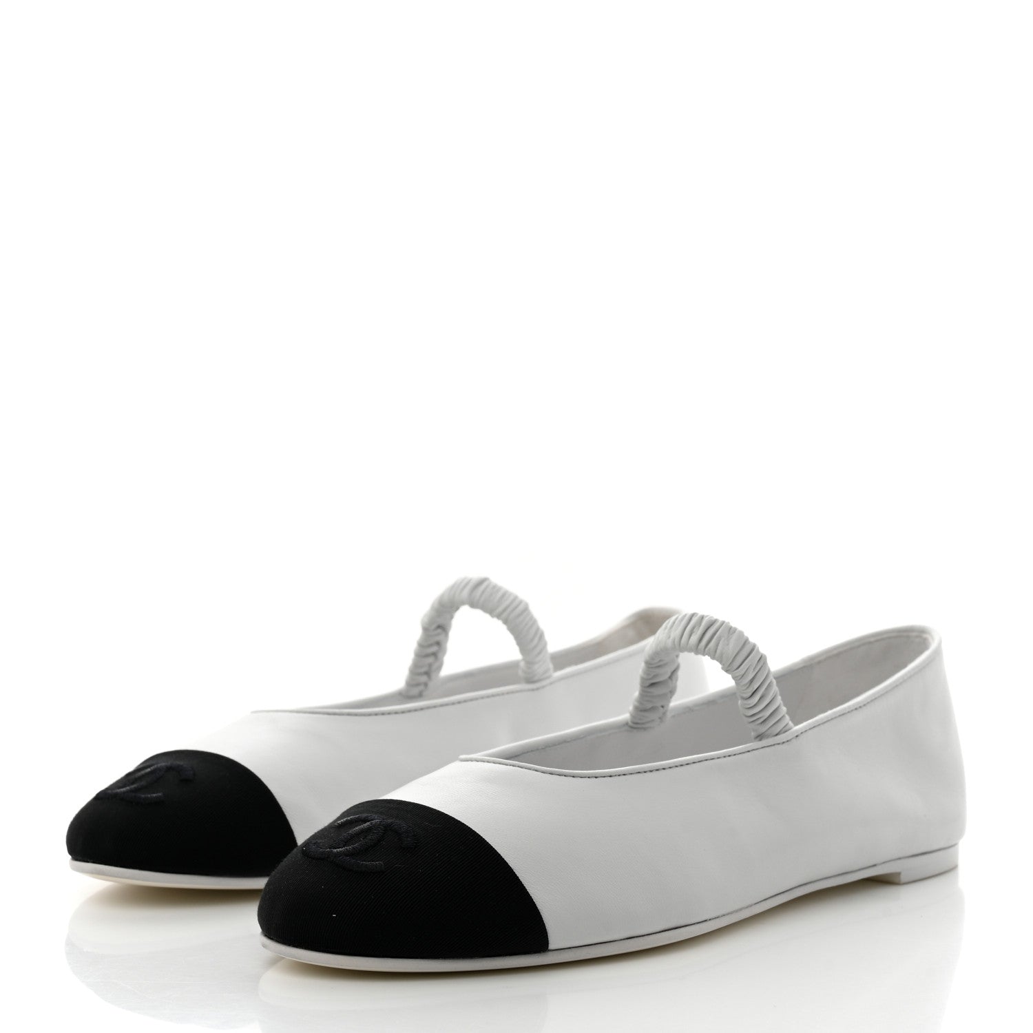 Chanel Lambskin Grosgrain Cap Toe CC Ballerina Flats With Leg Warmers 36 White 4 of 10