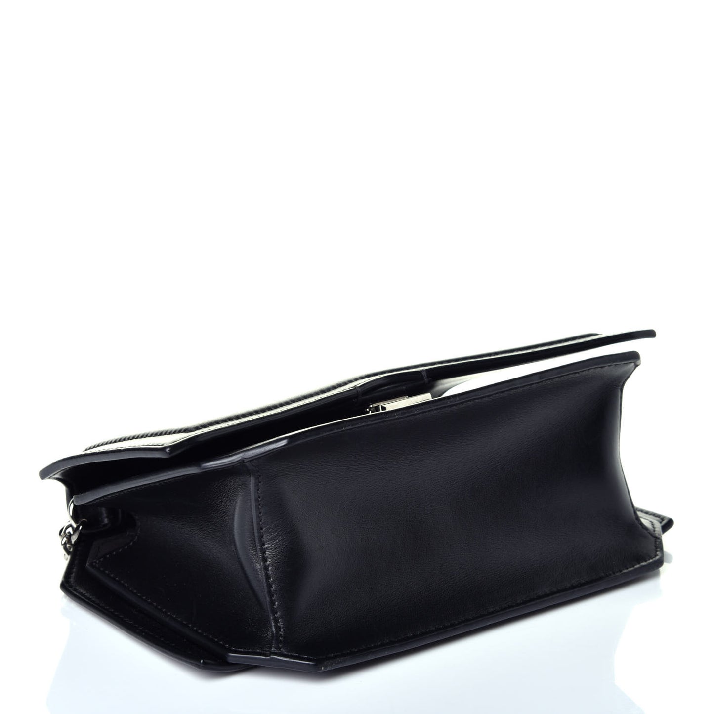 Calfskin Bow Cut Chain Wallet Black