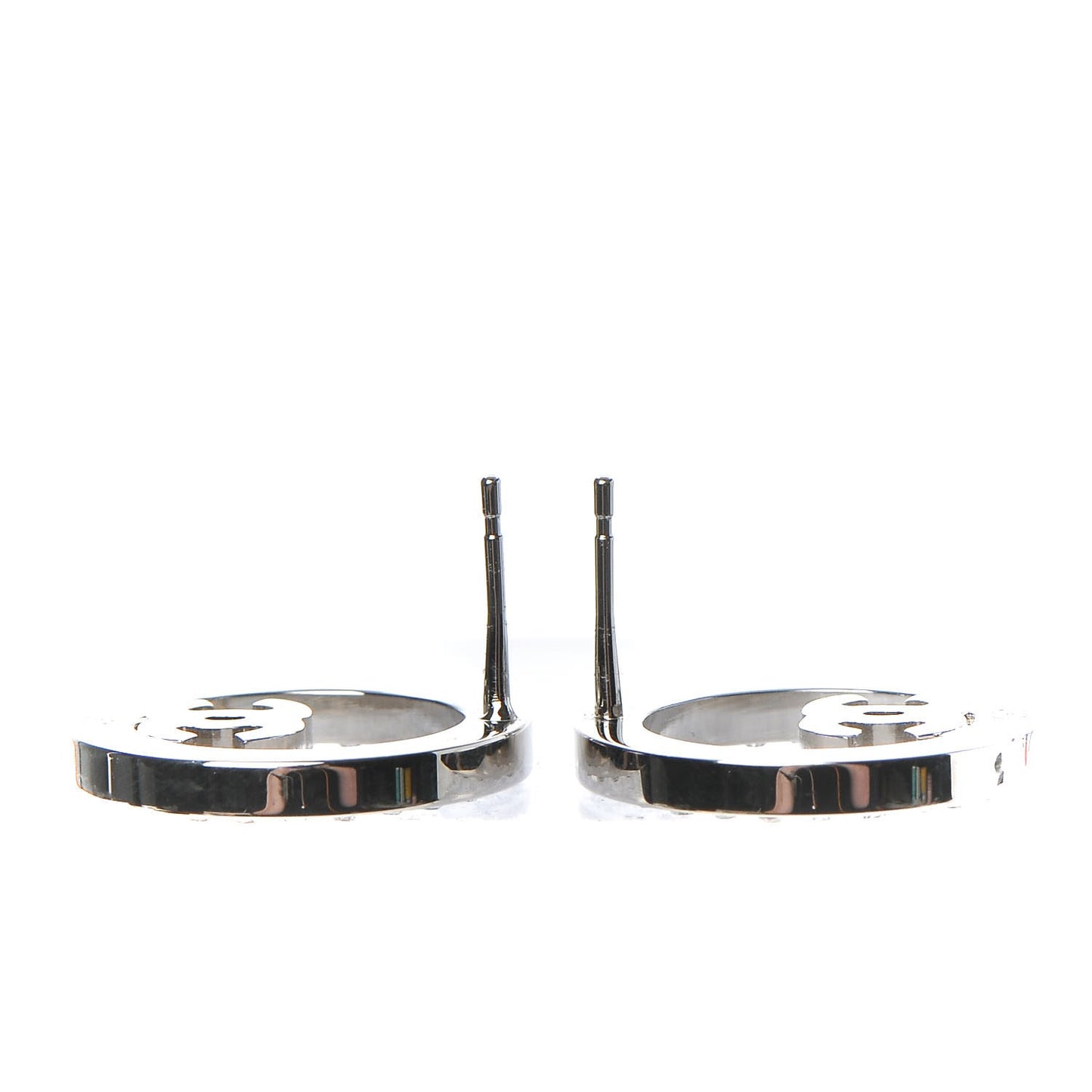 Crystal CC Round Earrings Silver