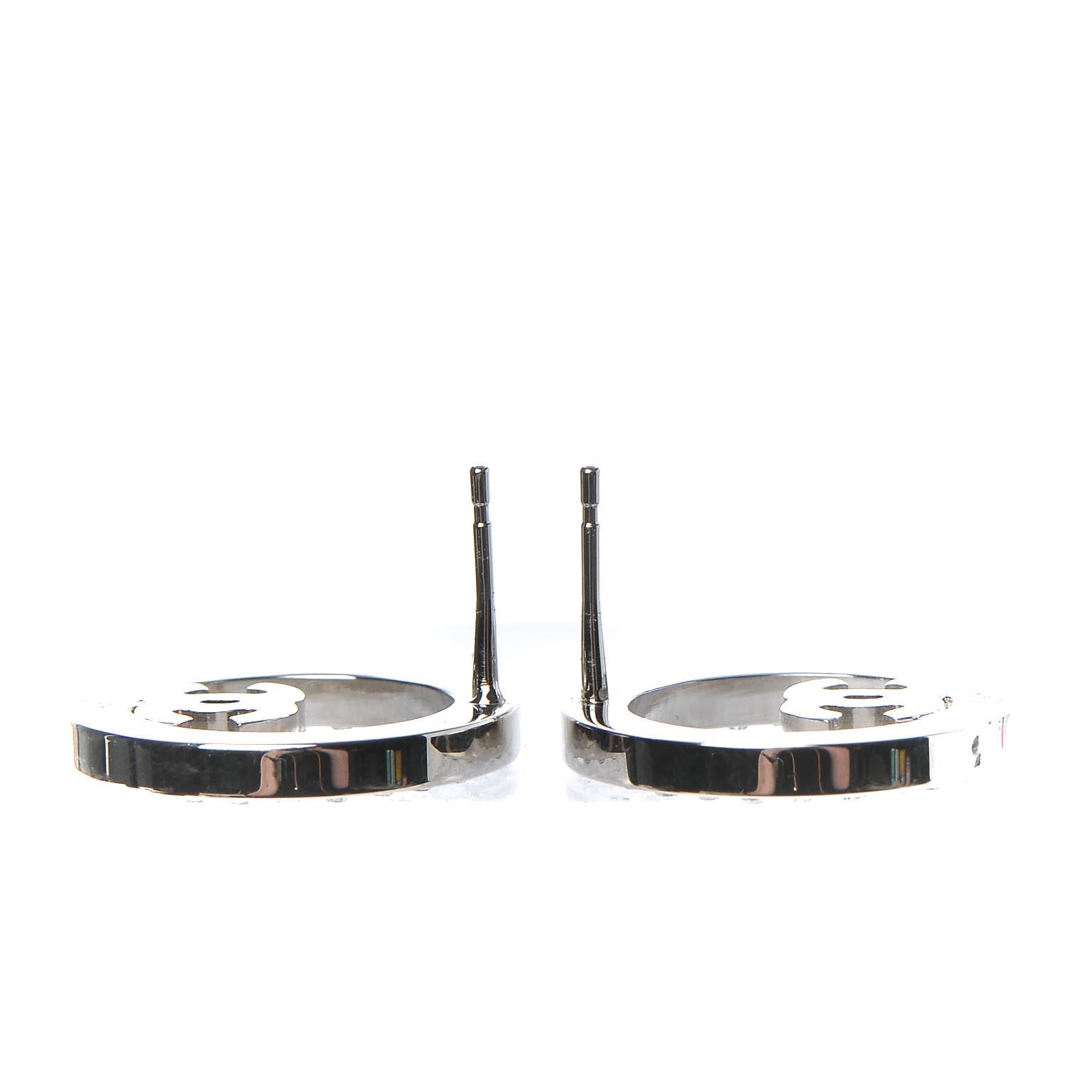 Chanel Crystal CC Round Earrings Silver 5 of 6
