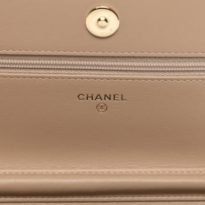 Chanel Caviar Quilted CC Filigree Wallet On Chain WOC Beige Black 6 of 13
