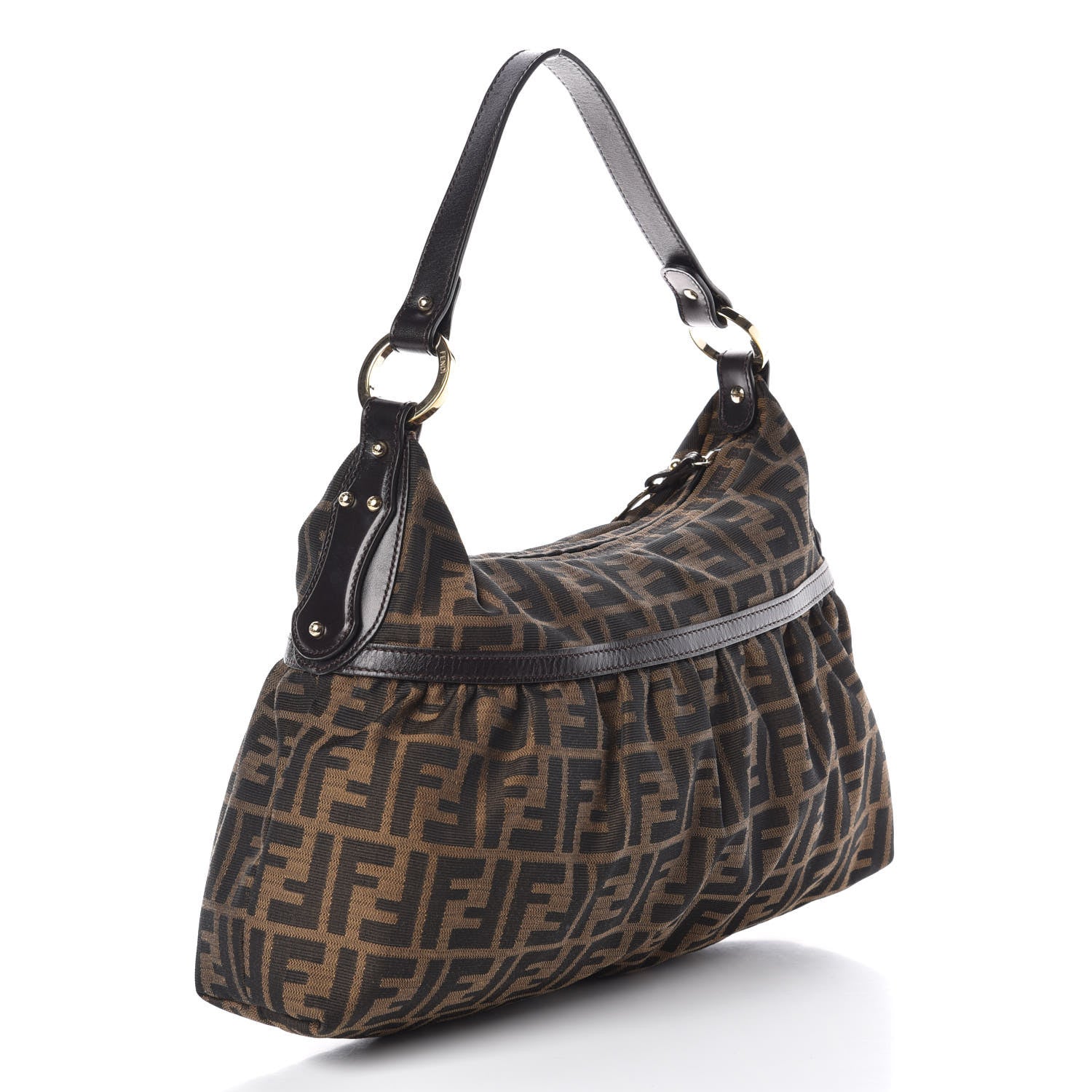 Fendi Zucca Cuoio Lucido Chef Hobo Tobacco Moro 3 of 7