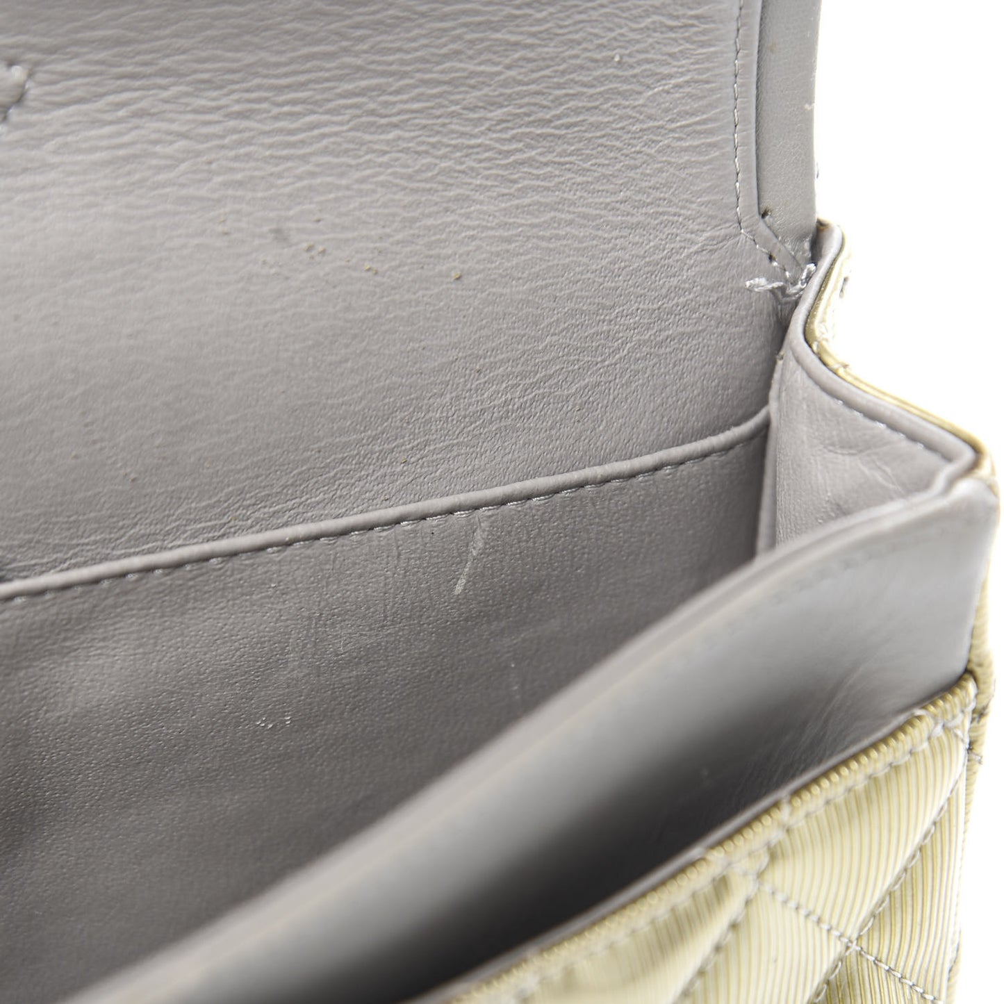 Striated Patent Quilted Medium Double Flap Gold