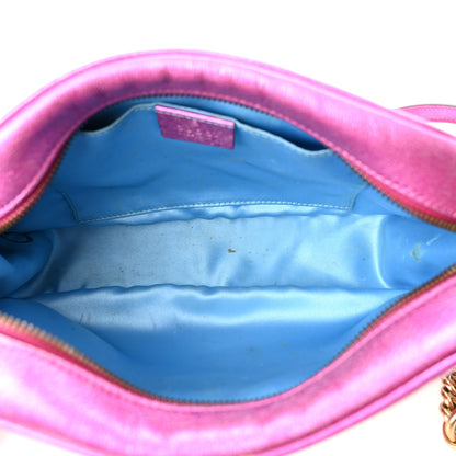 Gucci Laminated Nappa Matelasse Small GG Marmont Chain Shoulder Bag Fuxia Rosso Rosa 5 of 10