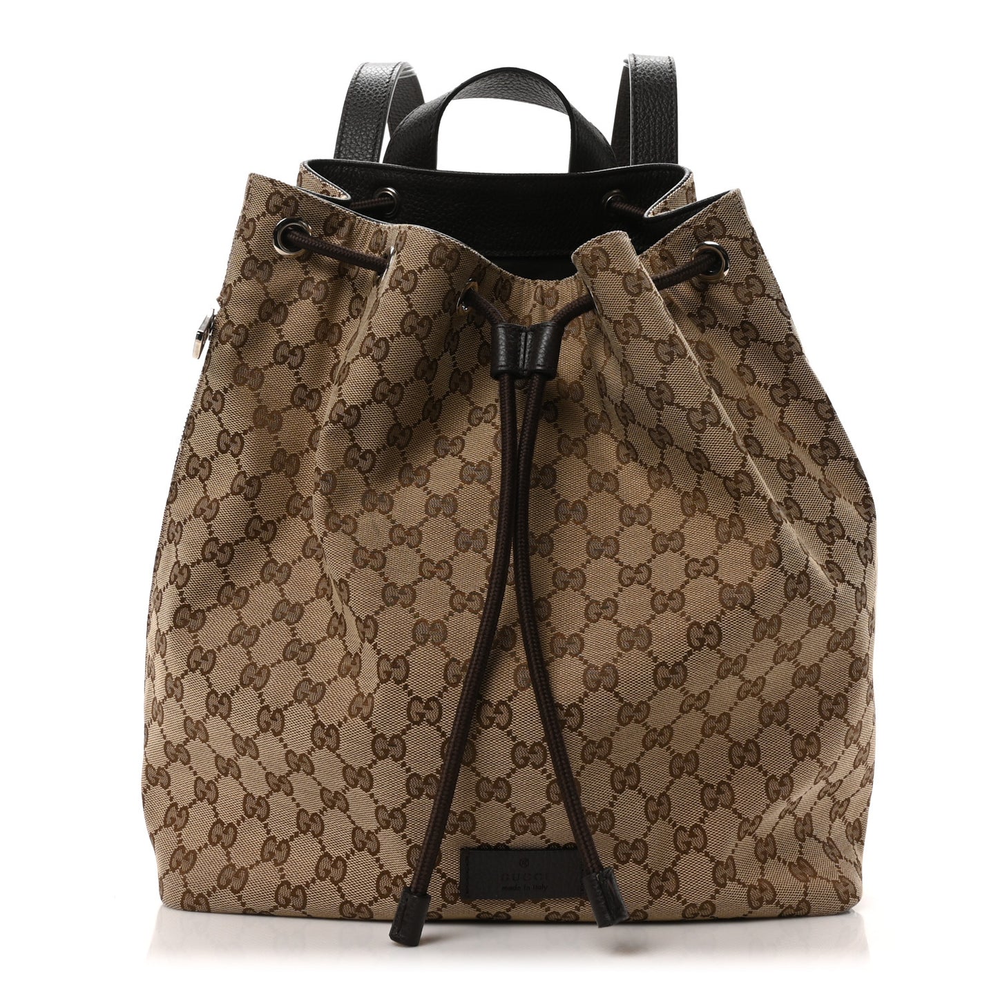 Monogram Dollar Calfskin O Drawstring Backpack Beige Ebony Testa di Moro Dark Chocolate