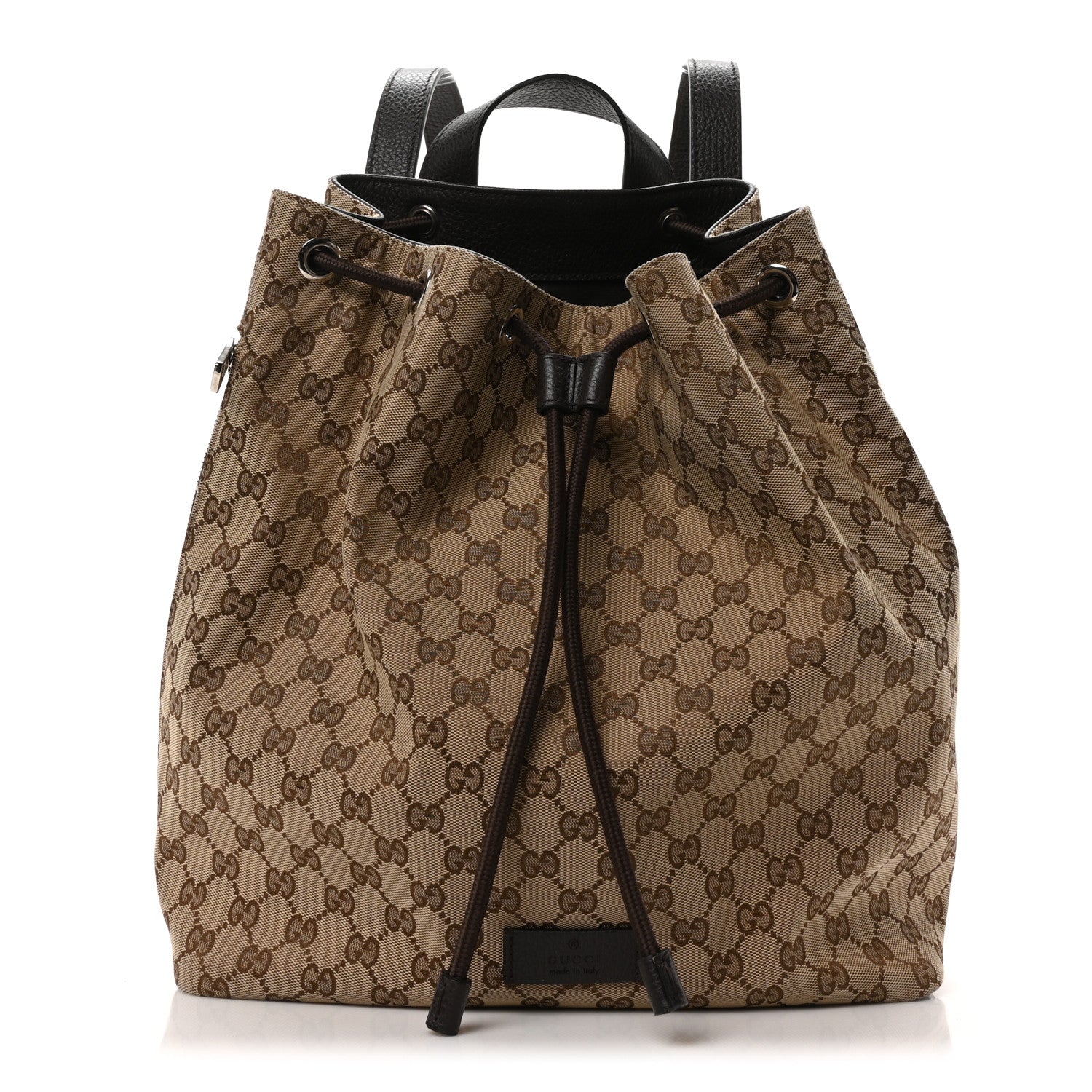 Gucci Monogram Dollar Calfskin O Drawstring Backpack Beige Ebony Testa di Moro Dark Chocolate 1 of 10