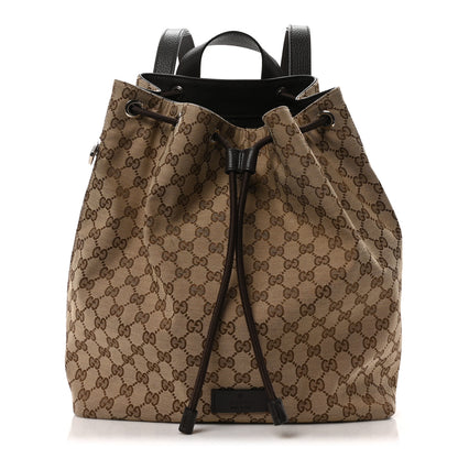 Gucci Monogram Dollar Calfskin O Drawstring Backpack Beige Ebony Testa di Moro Dark Chocolate 1 of 10