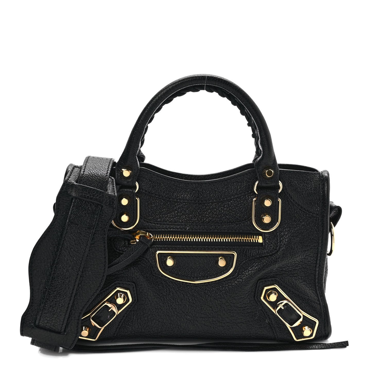 Chevre Gold Metallic Edge Hardware Mini City Black