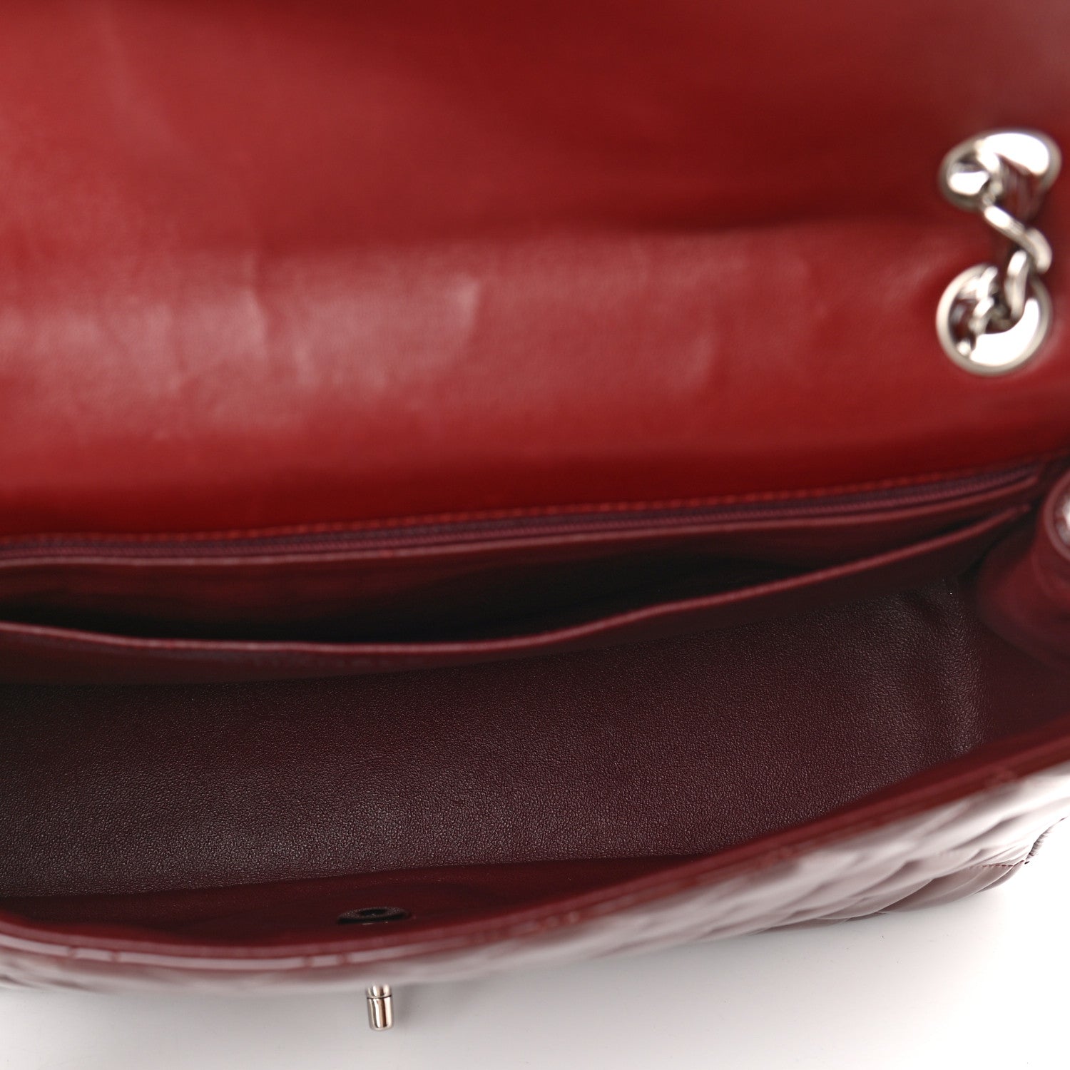 Chanel Patent Quilted Maxi Single Flap Dark Red 5 of 9