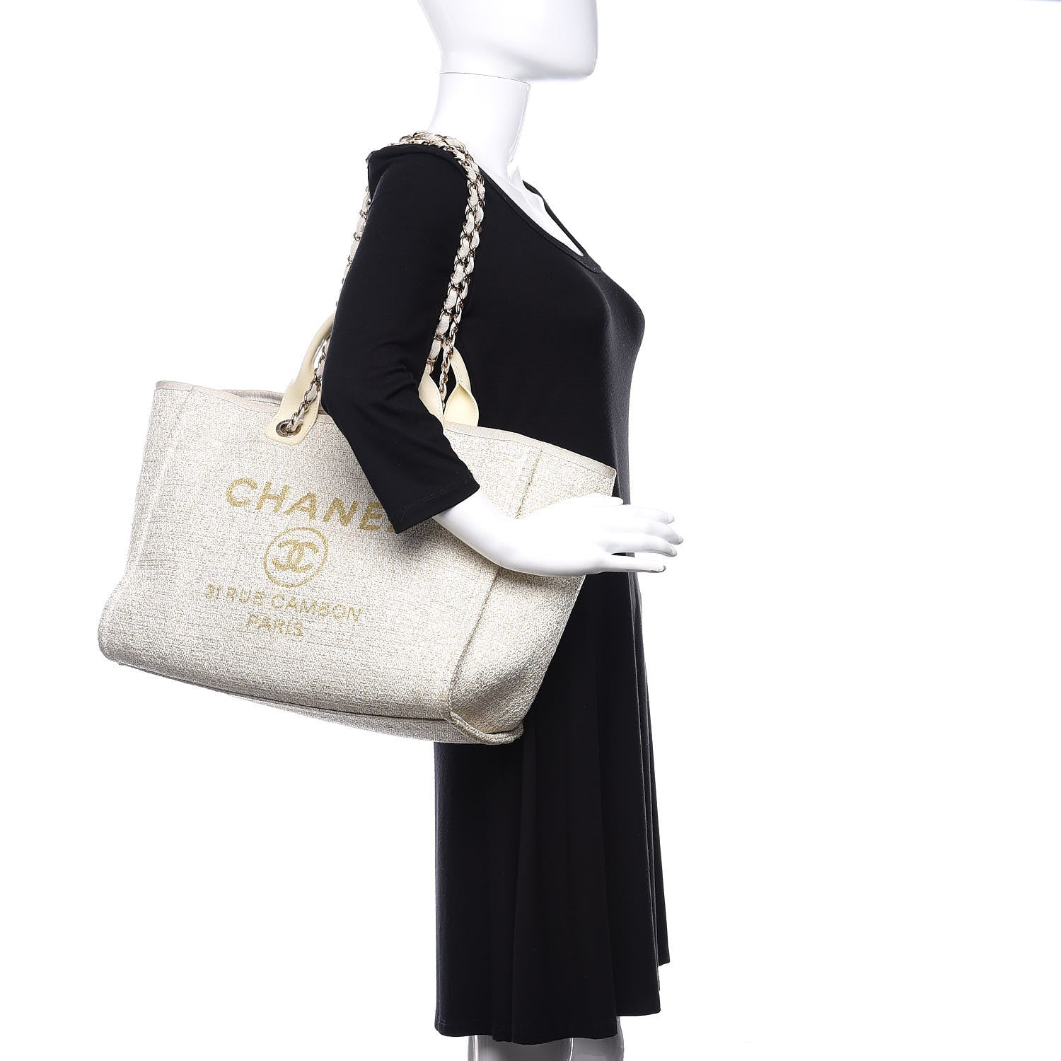 Chanel Lurex Boucle Medium Deauville Tote White 2 of 12