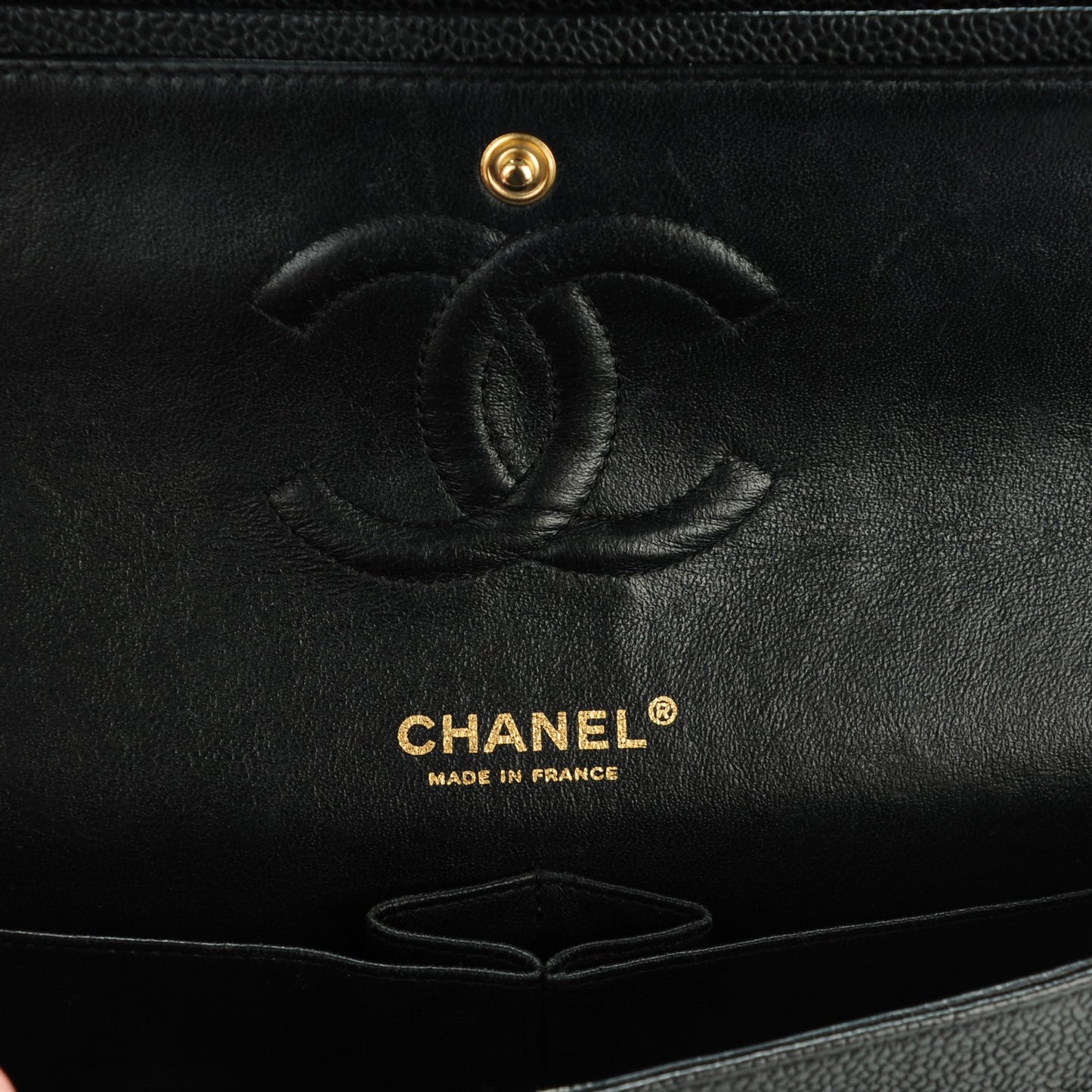 Caviar Quilted Medium Double Flap Black