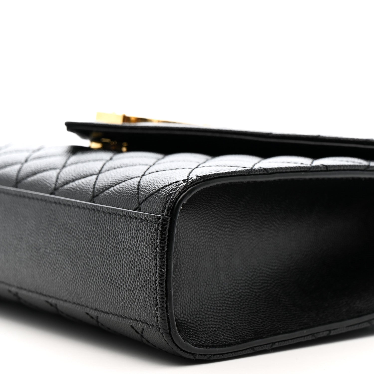 Saint Laurent Grain De Poudre Textured Mixed Matelasse Triquilt Medium Monogram Satchel Black 10 of 11