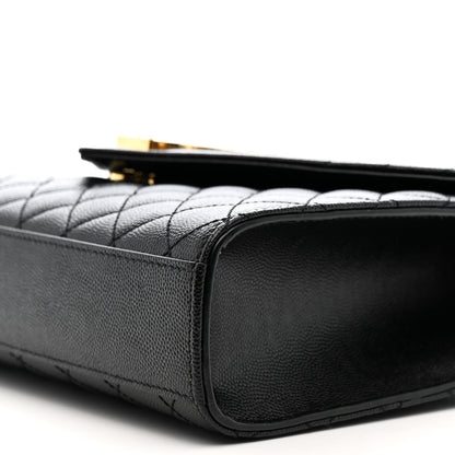 Saint Laurent Grain De Poudre Textured Mixed Matelasse Triquilt Medium Monogram Satchel Black 10 of 11