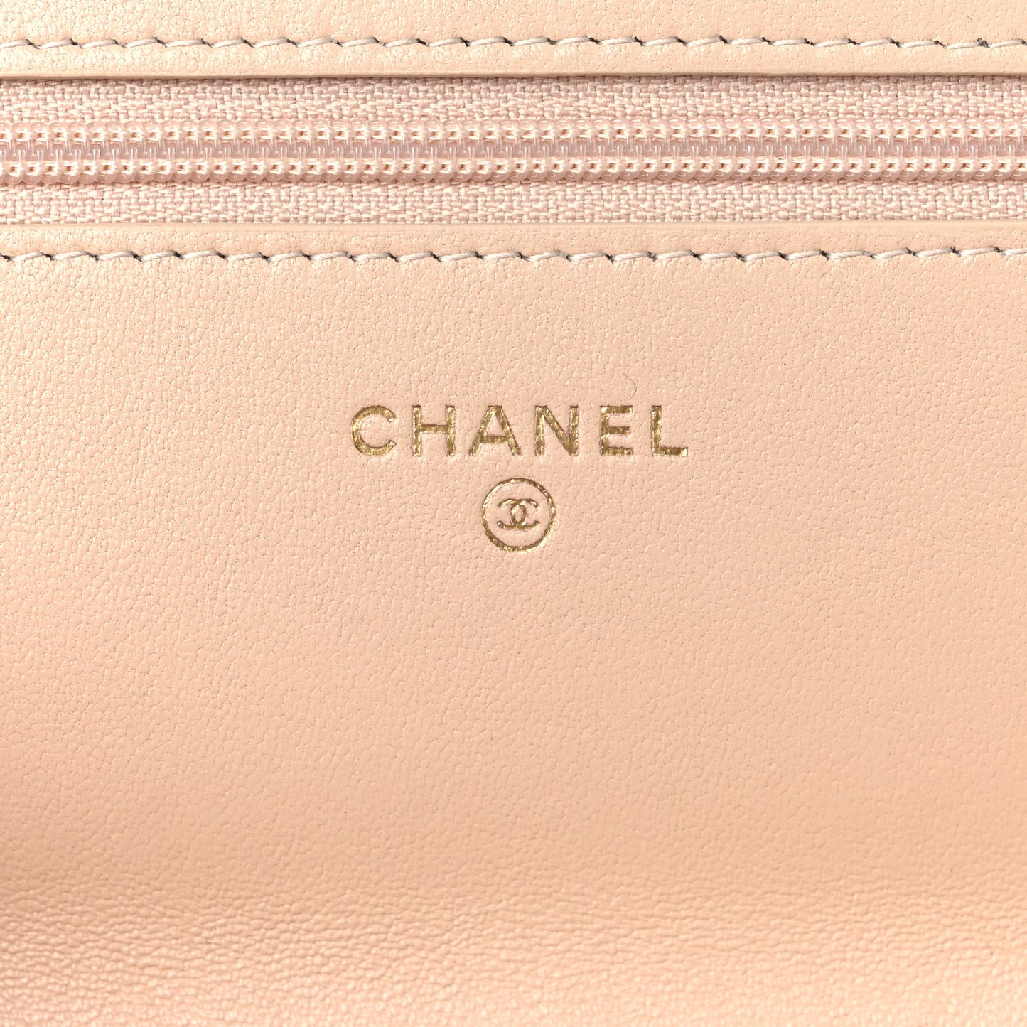 Lambskin Quilted Chanel 19 Wallet On Chain WOC Beige