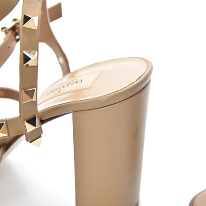Valentino Garavani Calfskin Rockstud 90mm City Sandals 37.5 Poudre 13 of 14