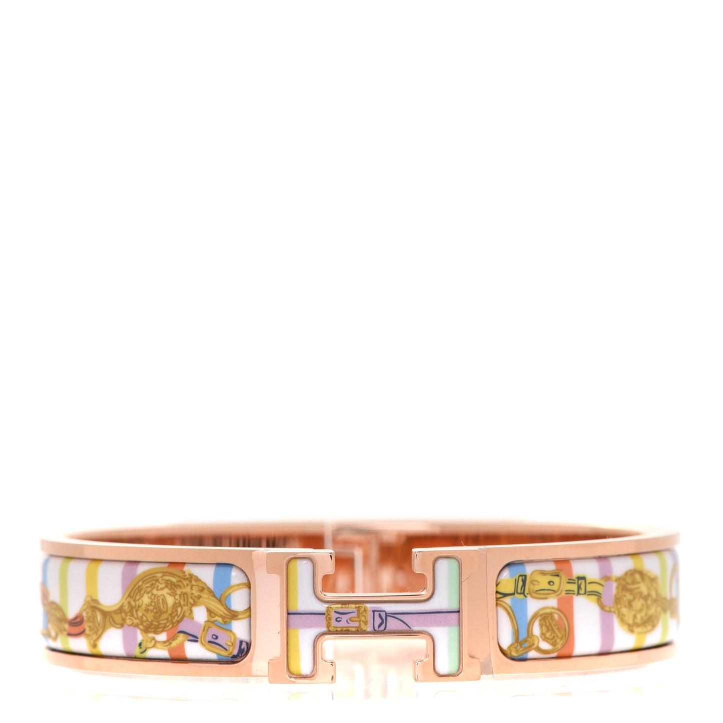Enamel Printed Brides de Gala Bayadere Narrow Clic Clac H Bracelet PM Pastel Acidulé