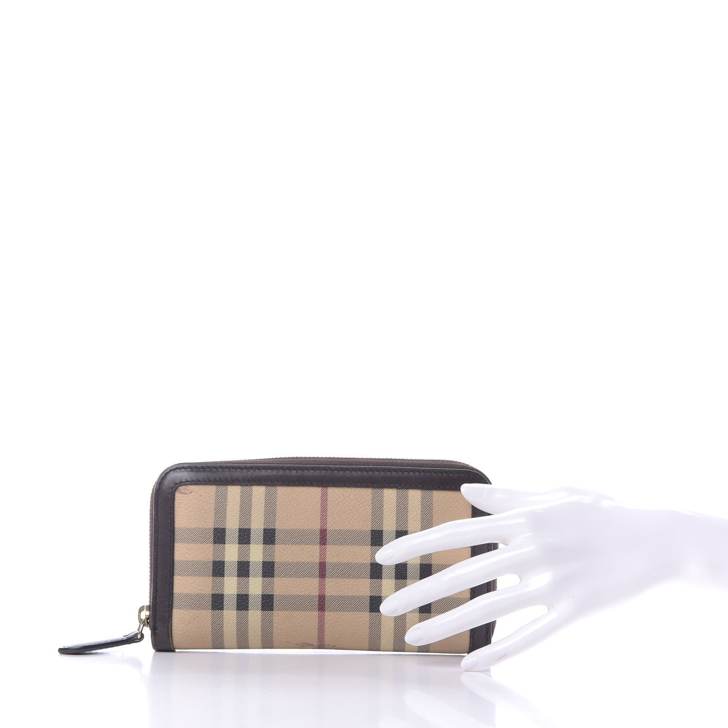 Burberry Haymarket Check Large Ziggy Zip Around Wallet Chocolate 3 of 9