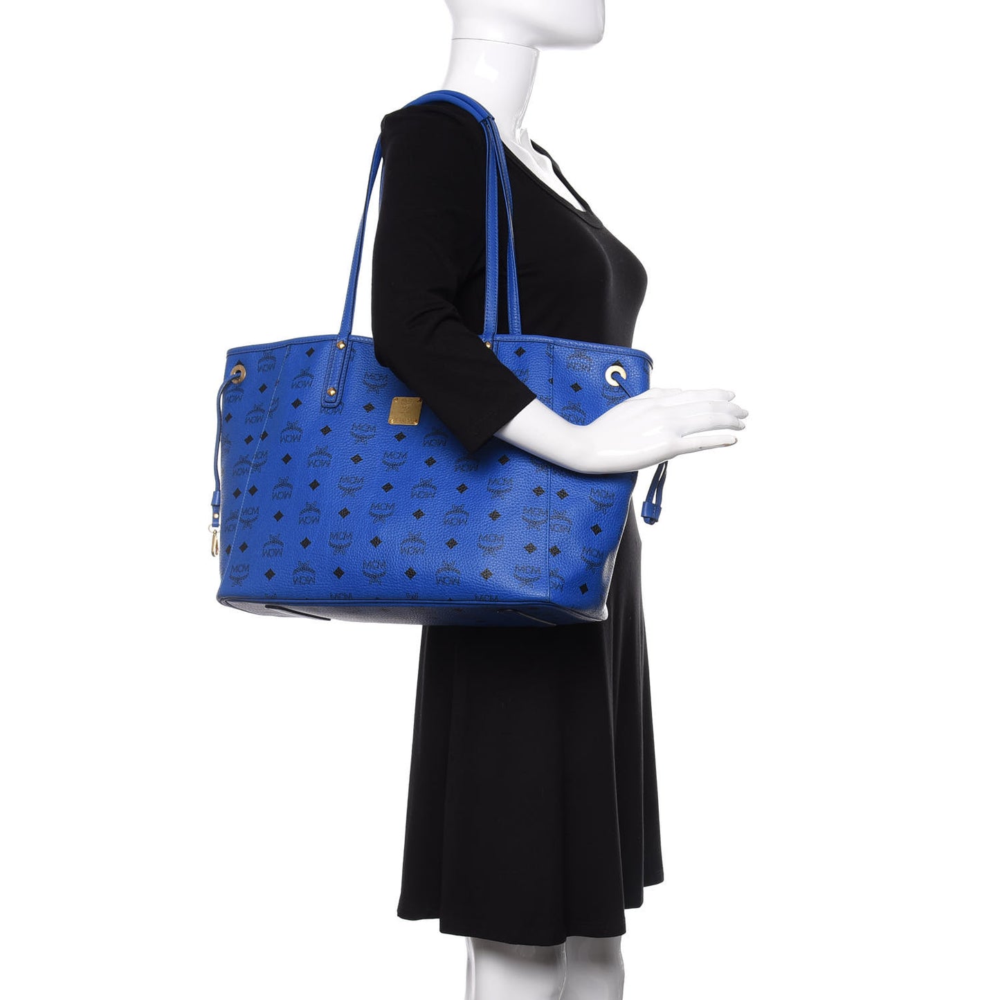 Visetos Medium Project Reversible Shopper Tote Blue Jaguar Gray
