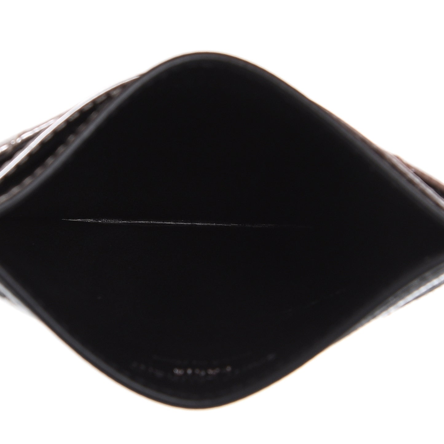 Metallic Grain De Poudre Matelasse Chevron Monogram Credit Card Case Argento