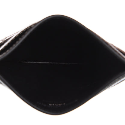 Saint Laurent Metallic Grain De Poudre Matelasse Chevron Monogram Credit Card Case Argento 5 of 8