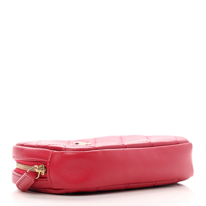 Chanel Lambskin Quilted Small Curvy Pouch Cosmetic Case Red 4 of 7