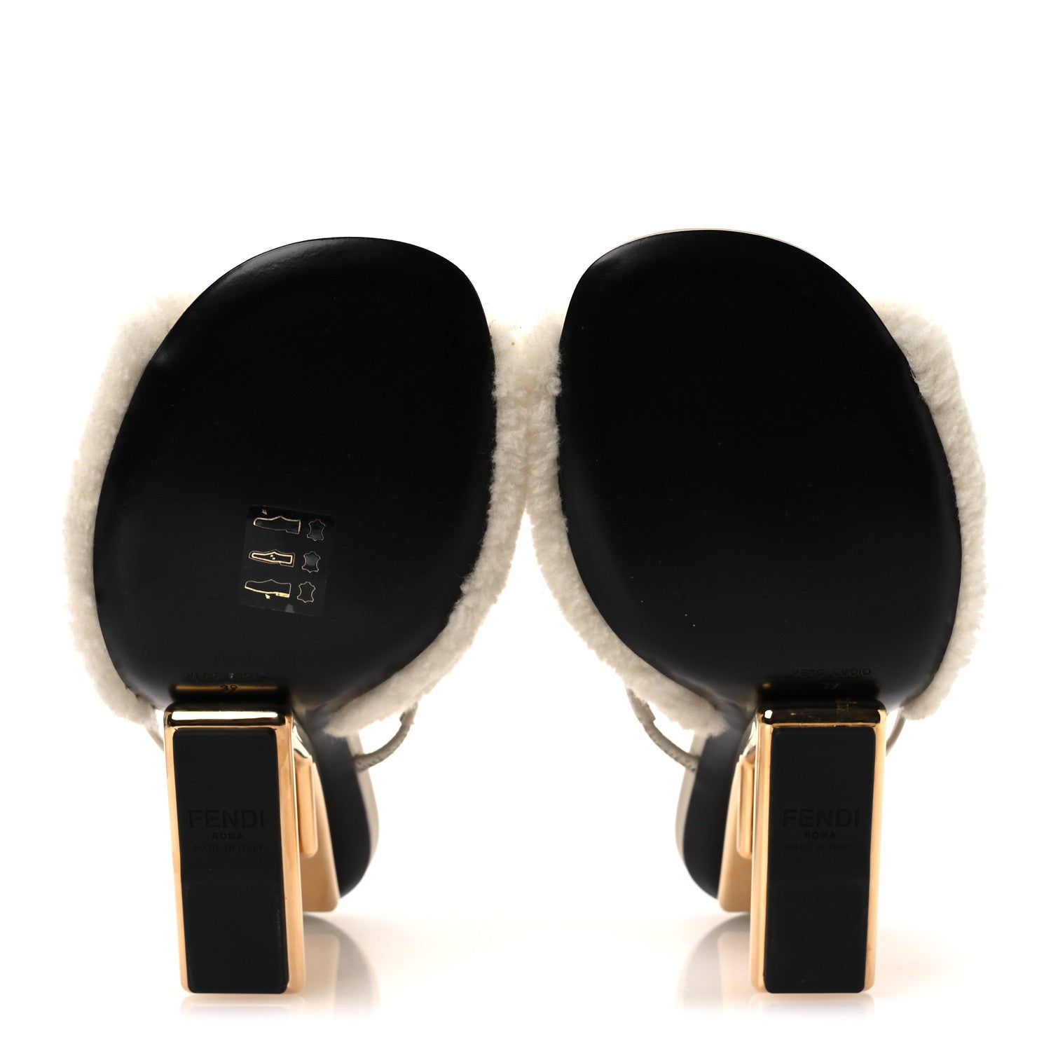 Fendi Nappa Shearling First 95mm Slide Sandals 39 White 7 of 9