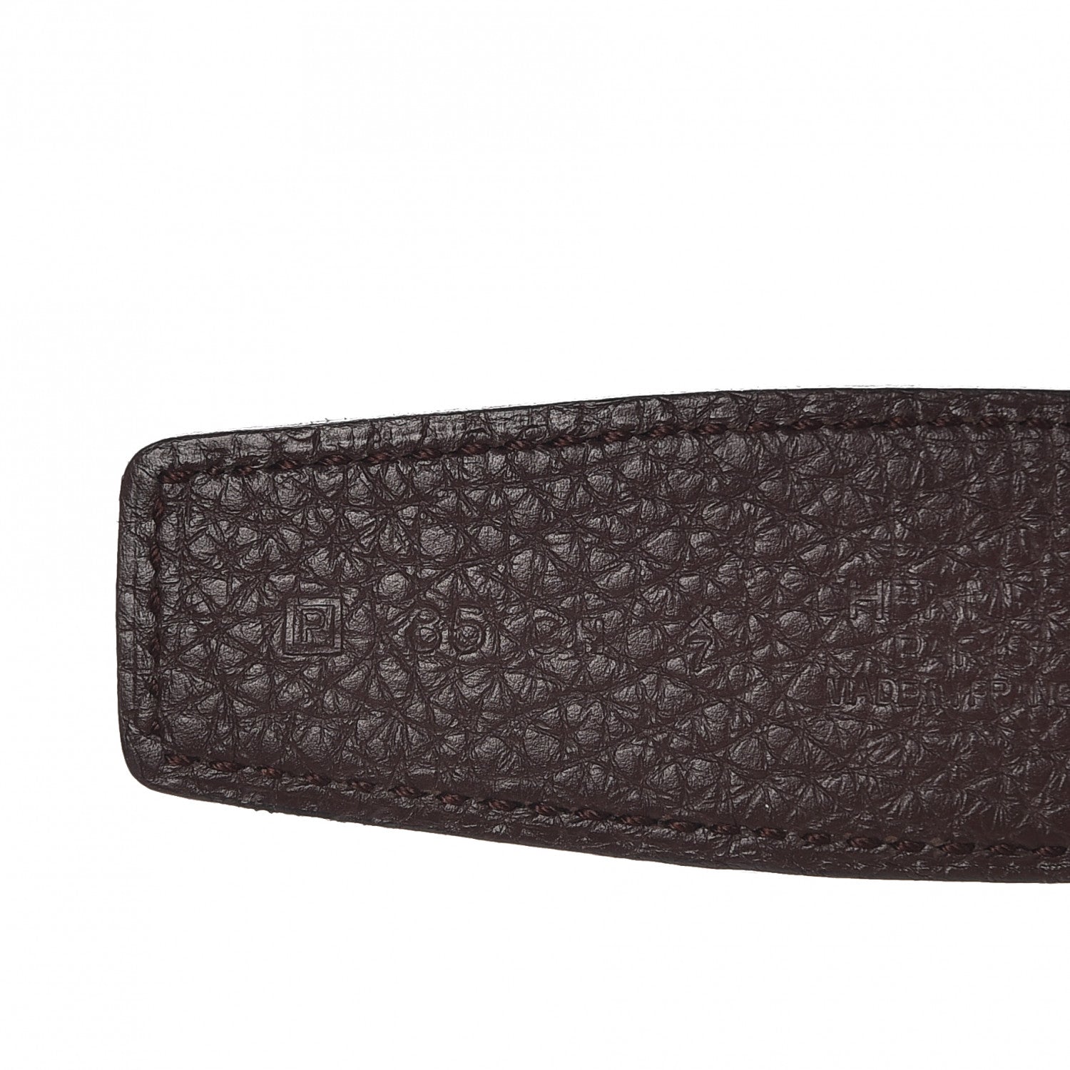 Hermes Box Togo 32mm Martelee H Belt 85 Black Chocolate 8 of 9