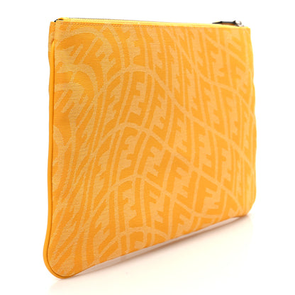 Fendi X SARAH COLEMAN Fabric Jacquard Vitello Grace Light FF Vertigo Medium Pouch Mimosa 3 of 6